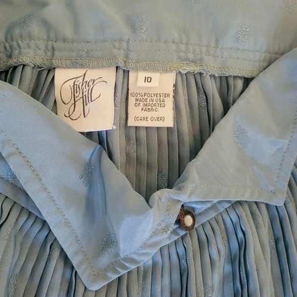 80's Straight Pleated Midi Skirt with Pointed Waistband - Picture 3 of 5